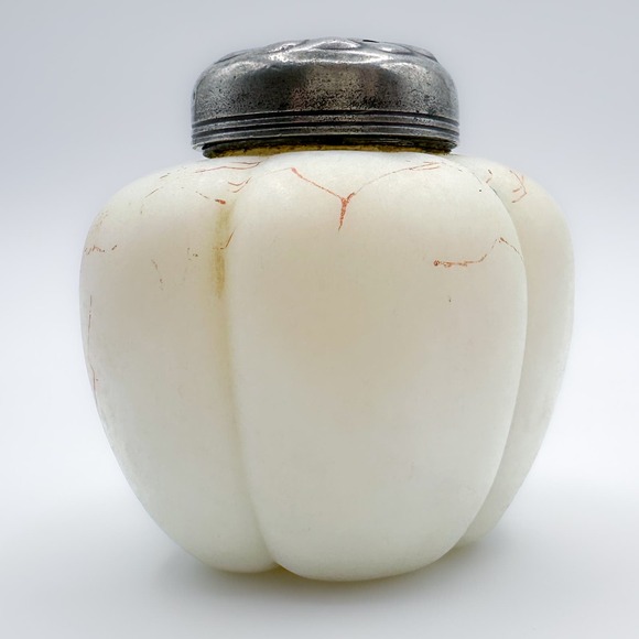 Antique Mount Washington Hand Painted Art Glass Melon Shaped Shaker c 1890 - Picture 8 of 12